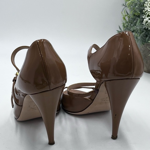 Miu miu Mary Jane Classic Ever Chic prada Double Strap Beige Nude Heel Sz 37/6-7 - Picture 8 of 14